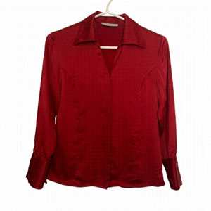 Kate Hill Ruby Red Silk Blouse Late 90s/Early 2000s Jewel Tone (2P Petite)